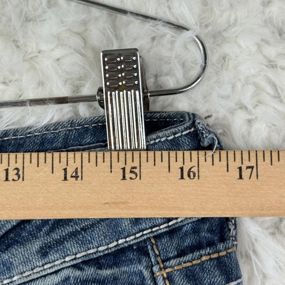 Miss Me Jeans Size 31 Blue Bootcut Distressed Rhinestone Cowhide Pocket Y2K FLAW - Picture 5 of 12